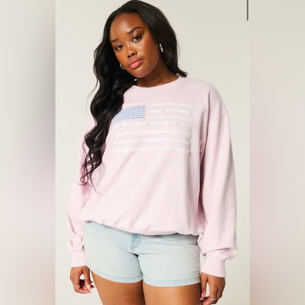 Hollister Light Pink Flag Sweatshirt
